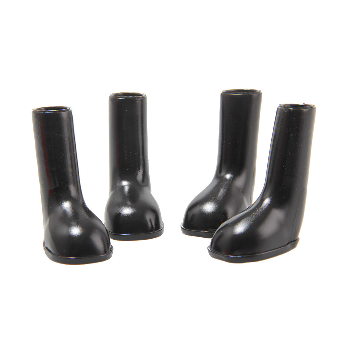 Chaussures de pluie imperméables noires pour animaux, idéales pour protéger les pattes par temps humide.