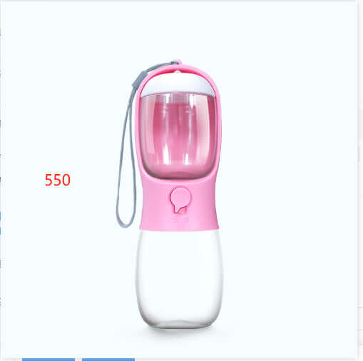 Gobelet d'eau dual-use rose pour animaux de compagnie, idéal pour assurer l'hydratation en voyage.