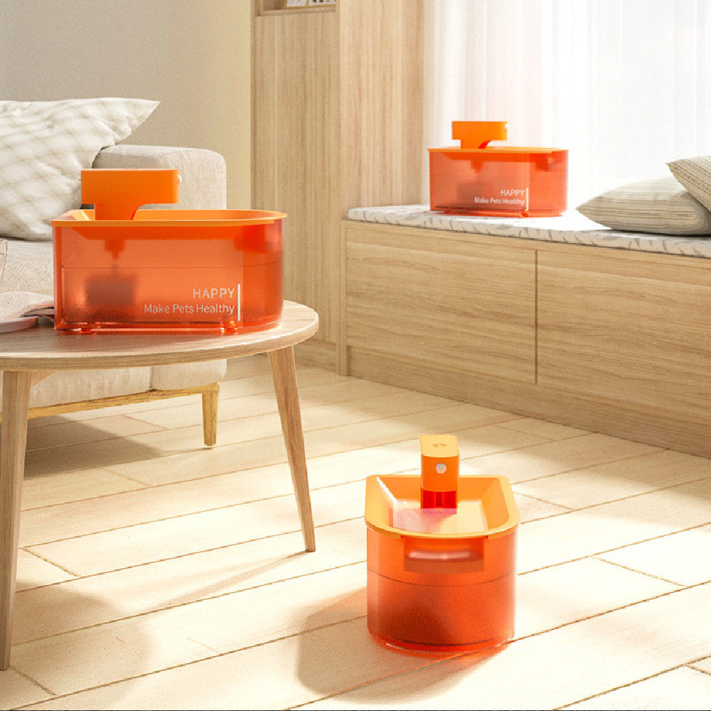 Distributeur d'eau pour animaux à induction infrarouge, rouge, adapté pour chiens et chats, design moderne et pratique.