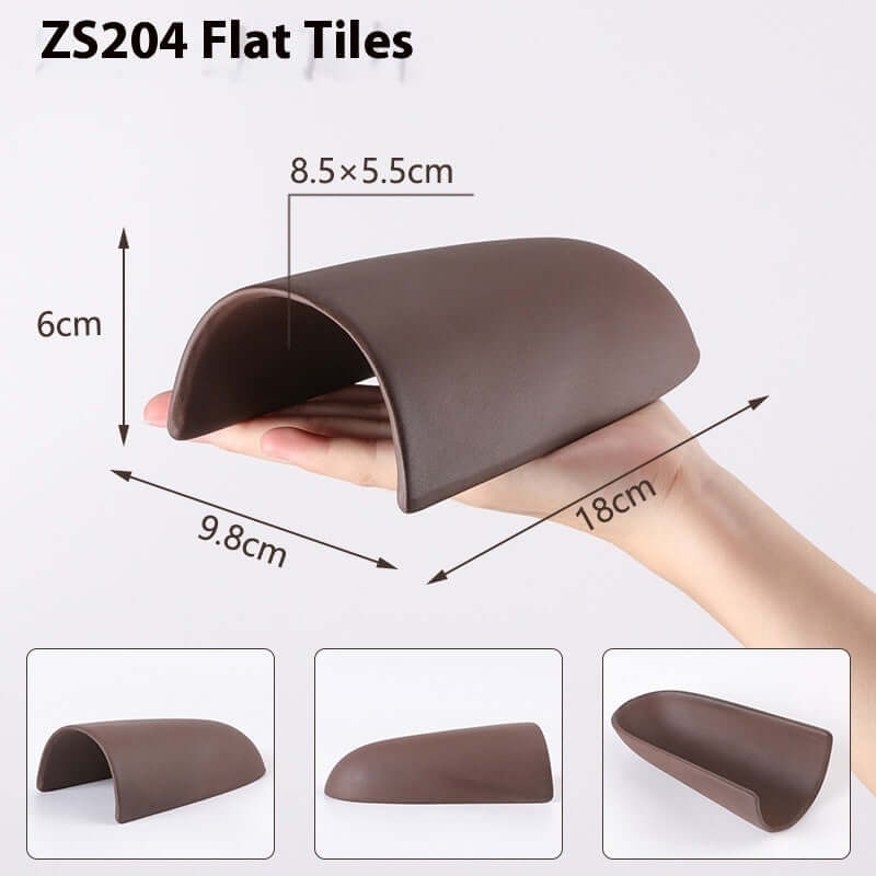 Flat decorative tile for aquariums, measuring 18x9.8cm, made of durable material in brown.