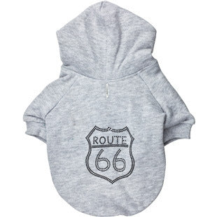 Haut en fleece pour animaux de compagnie, léger et confortable, avec motif ROUTE 66, idéal pour chiens et chats.