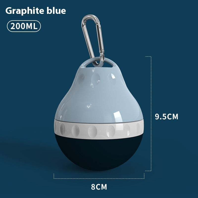Gobelet d'eau portable pour chiens en bleu graphite, 200ml, avec clip pour une utilisation facile en extérieur.