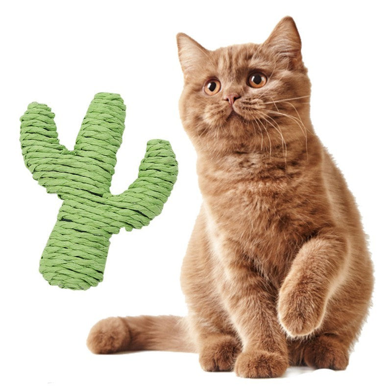 Jouet pour Chat Cactus en Papier Tressé Vert