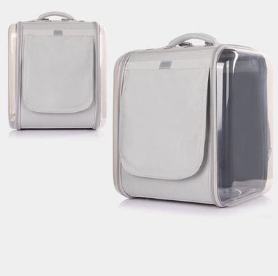 Sac à dos portable pour chat en polyester, design moderne, idéal pour le transport d'animaux, couleur grise élégante.