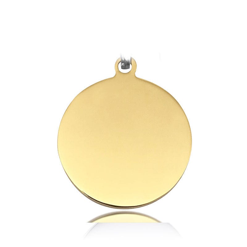 Pendentif en acier inoxydable rond pour animaux, personnalisable et résistant, accessoire pour chien et chat.