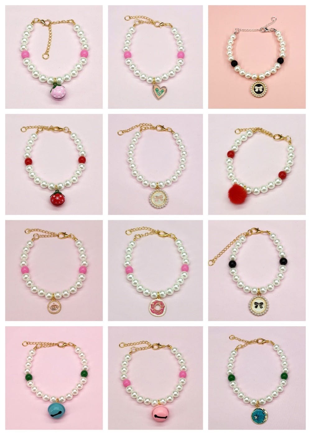 Colliers pour animaux avec clochettes, en perles, en styles variés pour un look festif et élégant.