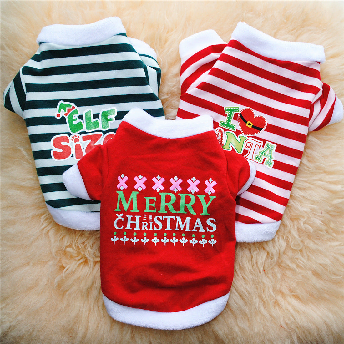 Robe de Noël pour chien en coton Terry, ensemble festif avec motifs, parfait pour les fêtes de fin d'année.