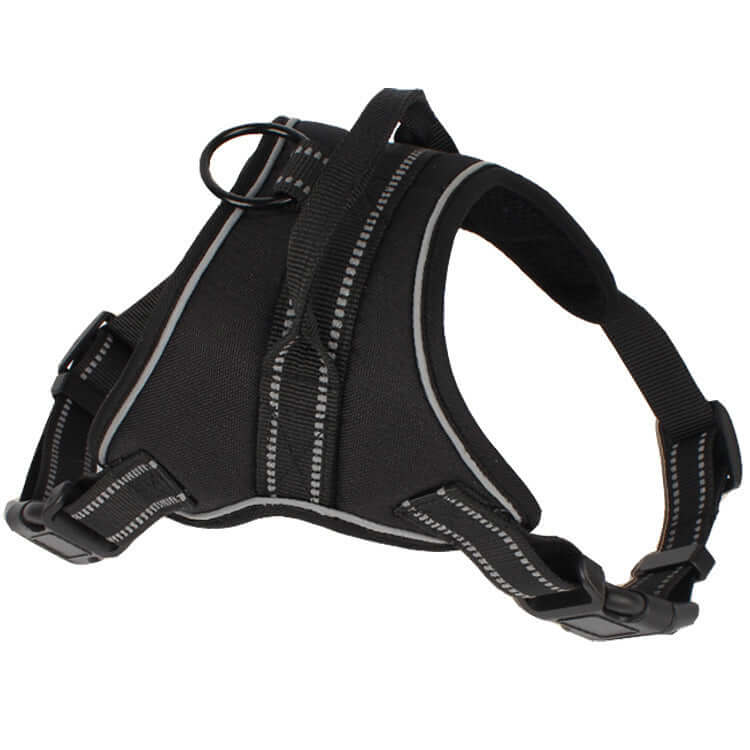 Harnais pour chiens moyens à grands, confortable et sécurisé, fabriqué en tissu résistant pour des promenades sûres.