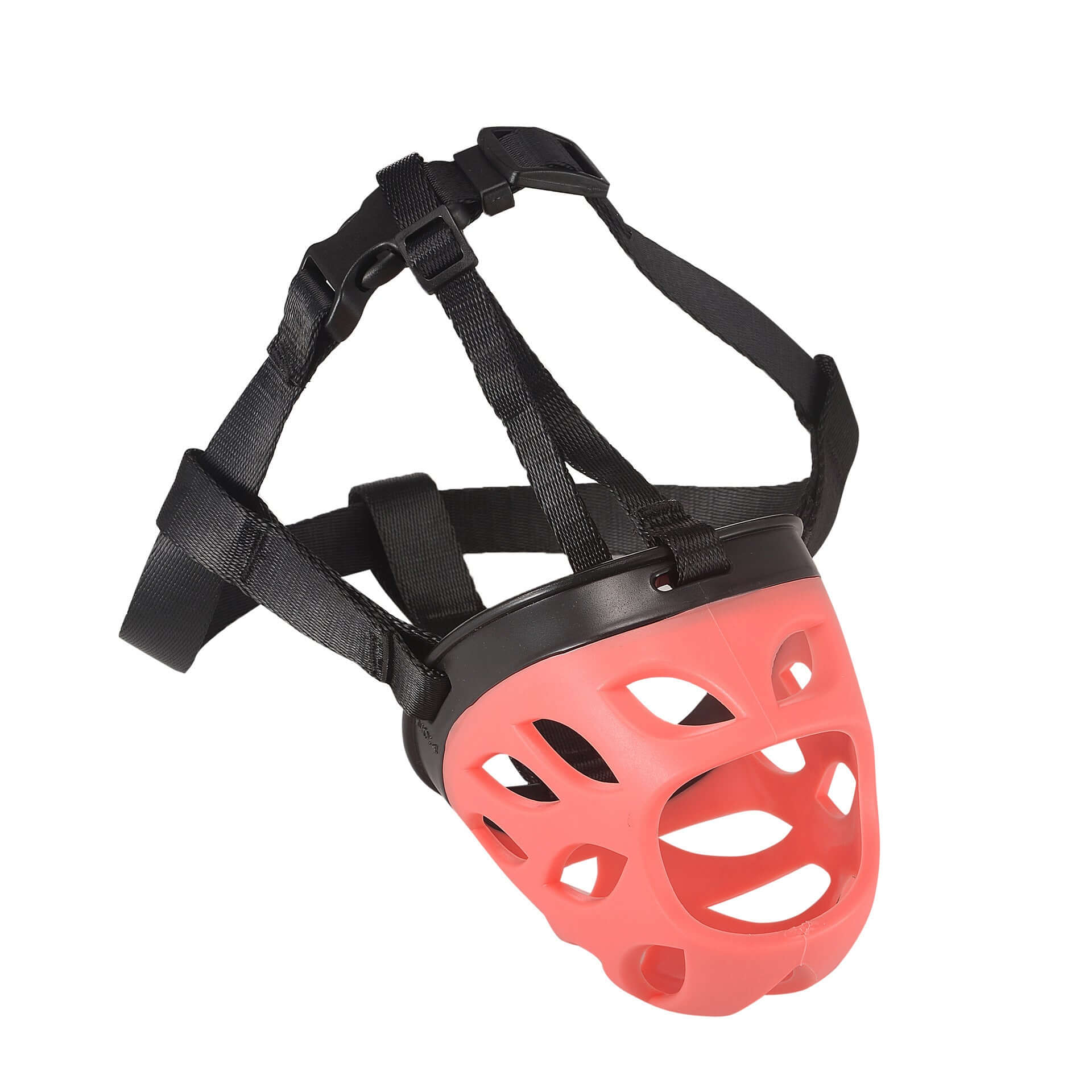 Muselière pour chien en ABS rouge, anti-morsure et anti-aboiement, accessoire essentiel pour animaux.