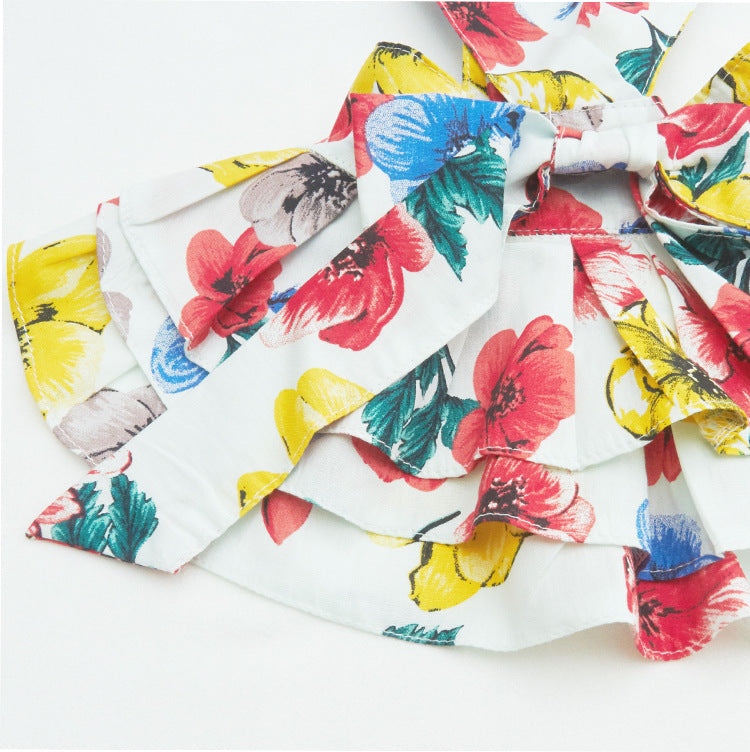 Jupe élégante en coton imprimé à fleurs colorées pour chiens et chats.