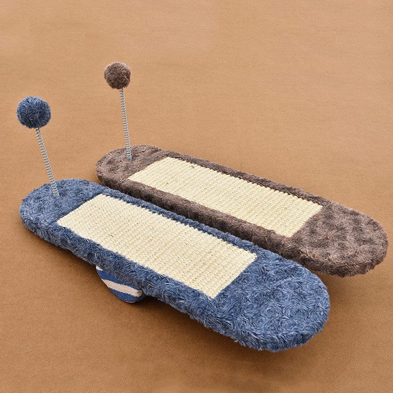 Jouet d'équilibre pour chat en PP, bleu royal et khaki, conçu pour le grattage et l'amusement des chats.