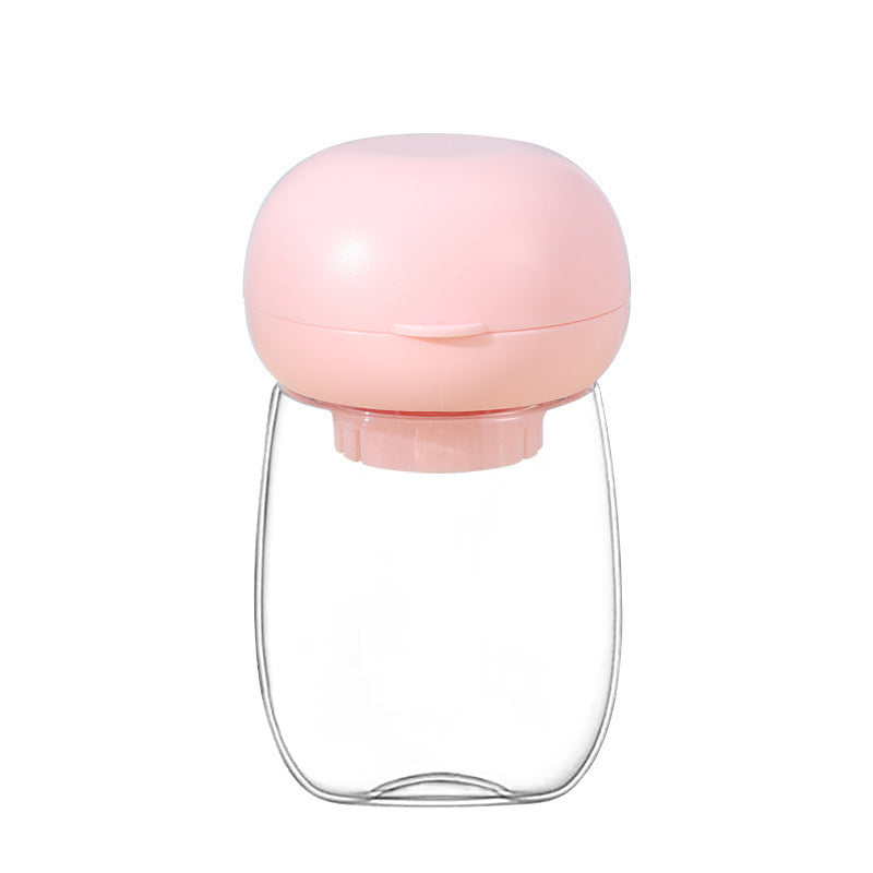 Gourde portable rose pour animaux avec lanière, idéale pour hydrater chiens et chats en extérieur.