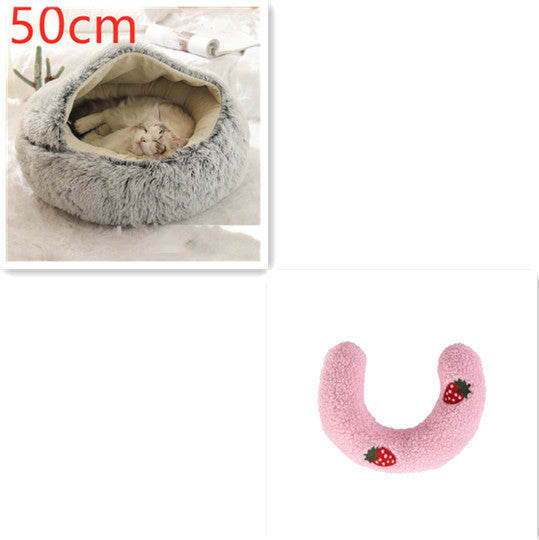 Lit Douillet 2 En 1 pour Chiens et Chats - Lit d'Hiver Rond en Peluche