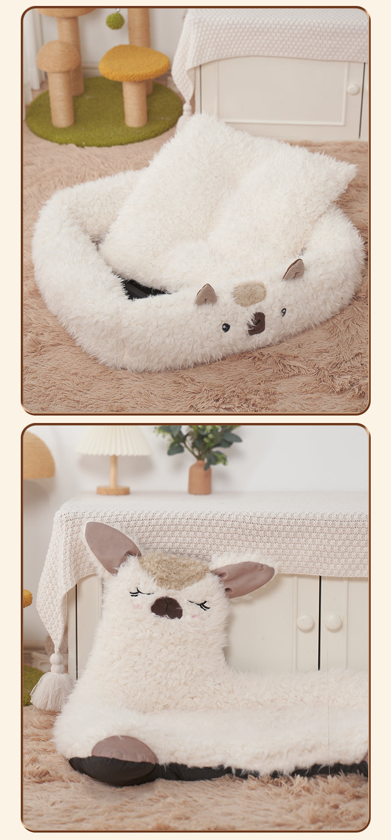 Coussin d'Alpaga pour Animaux - Lit Douillet et Chaud