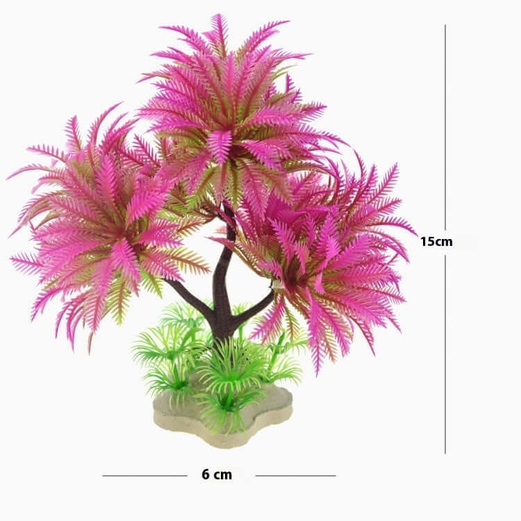 Plante aquatique artificielle rose de 15 cm pour aquarium, ajoutant une touche vibrante à votre décor aquatique.