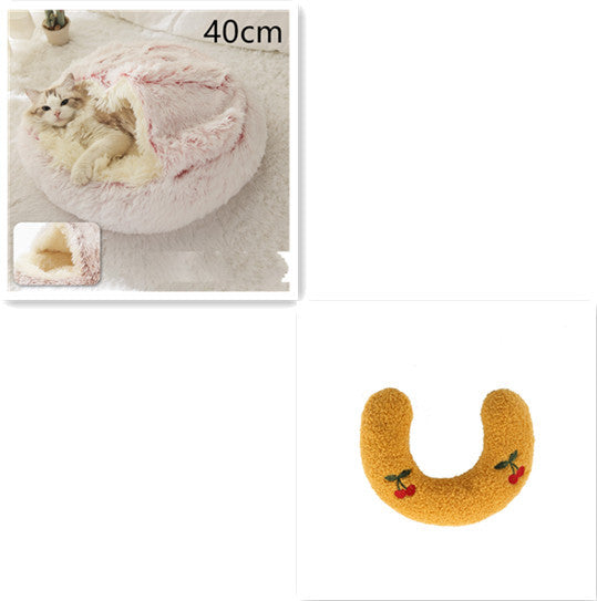 Lit Douillet 2 En 1 pour Chiens et Chats - Lit d'Hiver Rond en Peluche