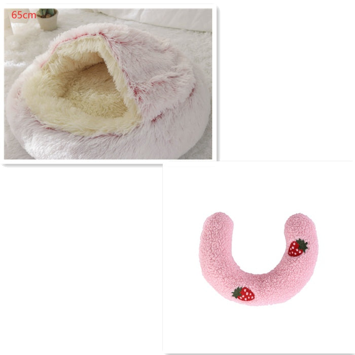 Lit Douillet 2 En 1 pour Chiens et Chats - Lit d'Hiver Rond en Peluche