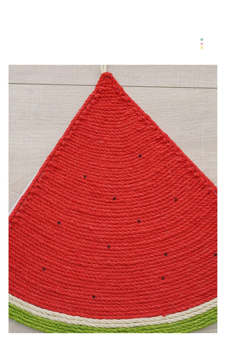 Tapis à gratter murale en forme de pastèque, conçu pour les chats, réalisé en sisal durable.