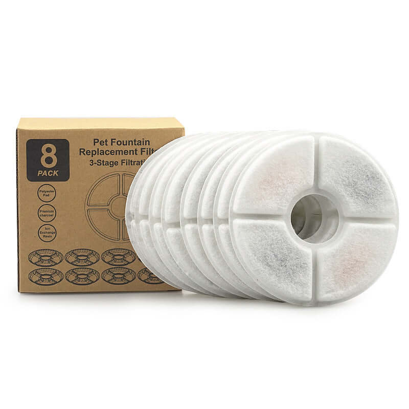Filtre de remplacement pour fontaine à eau pour animaux, 8 pièces, filtration à 3 niveaux pour eau propre.