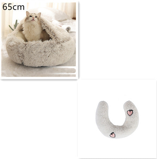 Lit Douillet 2 En 1 pour Chiens et Chats - Lit d'Hiver Rond en Peluche