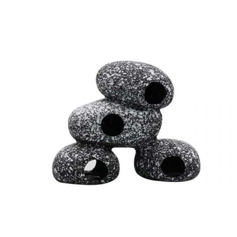Pierre décorative pour aquariums, abri pour cichlidés et poissons, décor écosystème aquatique.