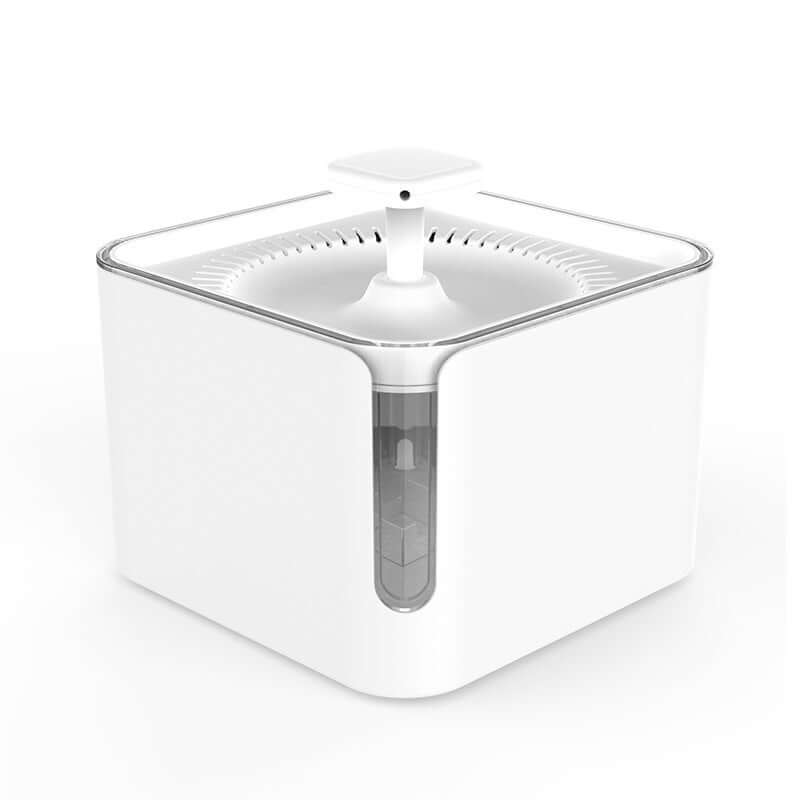 Fontaine à eau automatique 3L pour animaux, design moderne et filtration circulaire pour eau fraîche.