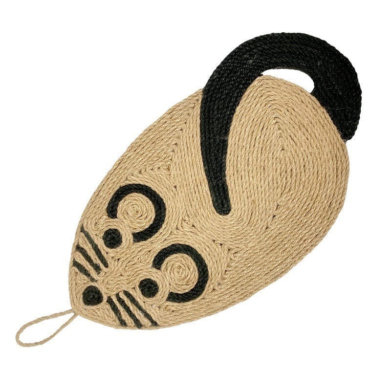 Planche à griffer suspendue en sisal résistante, en forme de souris pour le bien-être de votre chat.
