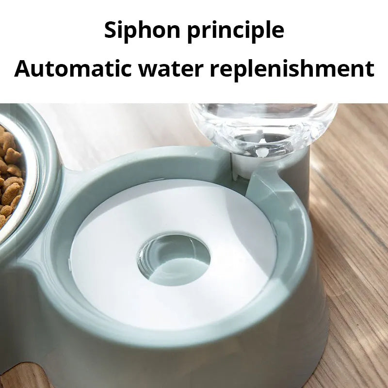Distributeur automatique d'eau pour animaux utilisant le principe du siphon pour un réapprovisionnement constant.