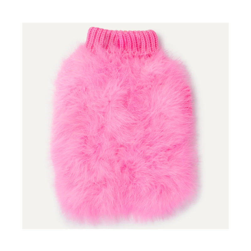Pull rond pour animaux en laine rose, doux et confortable, idéal pour l'automne et l'hiver.