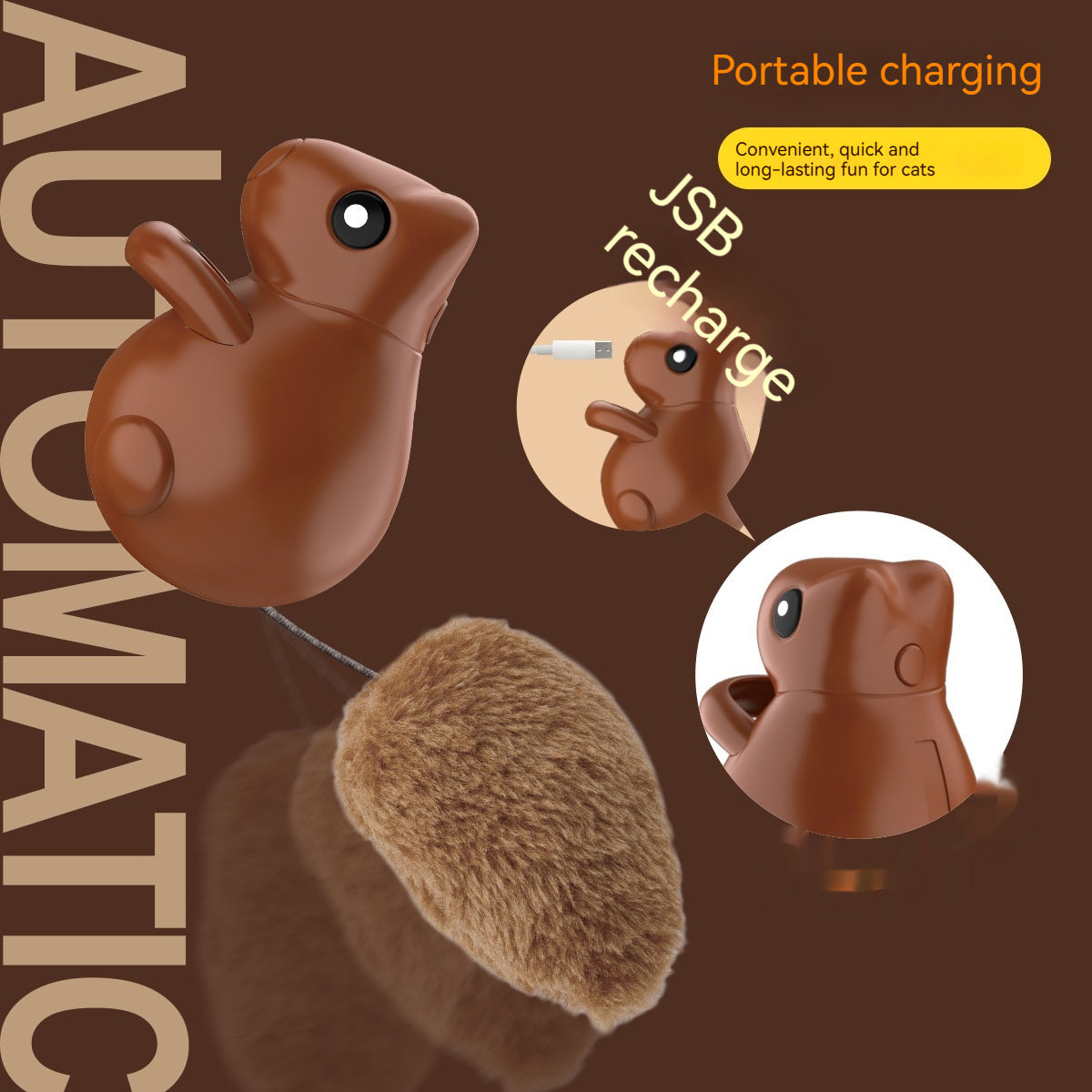 Jouet à Teaser Intelligent pour Chat Écureuil - Chargement USB