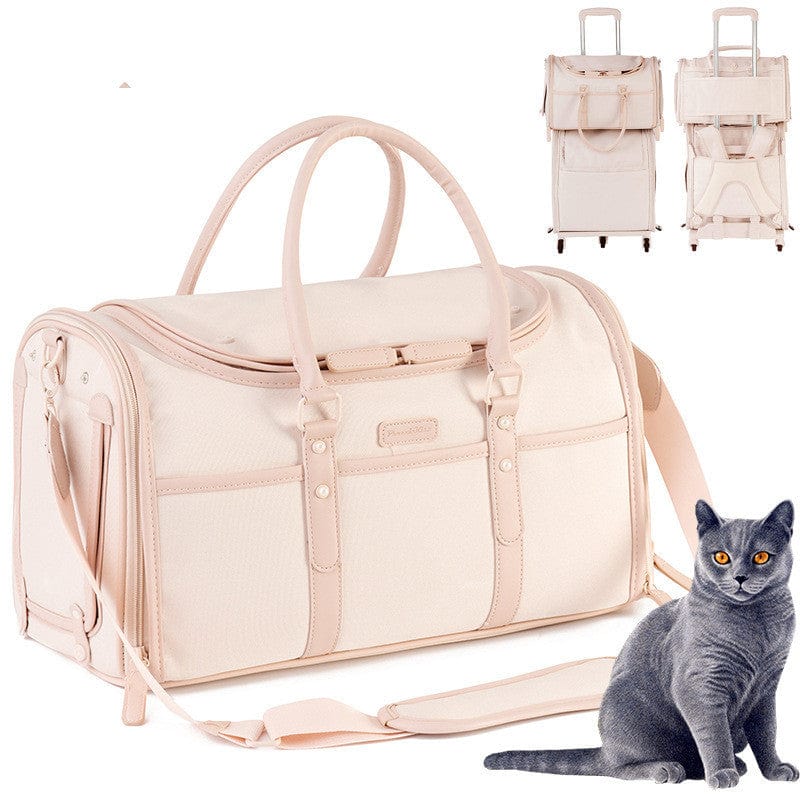 Sac à dos portable en tissu Oxford pour animaux avec chat gris, conçu pour confort et style.