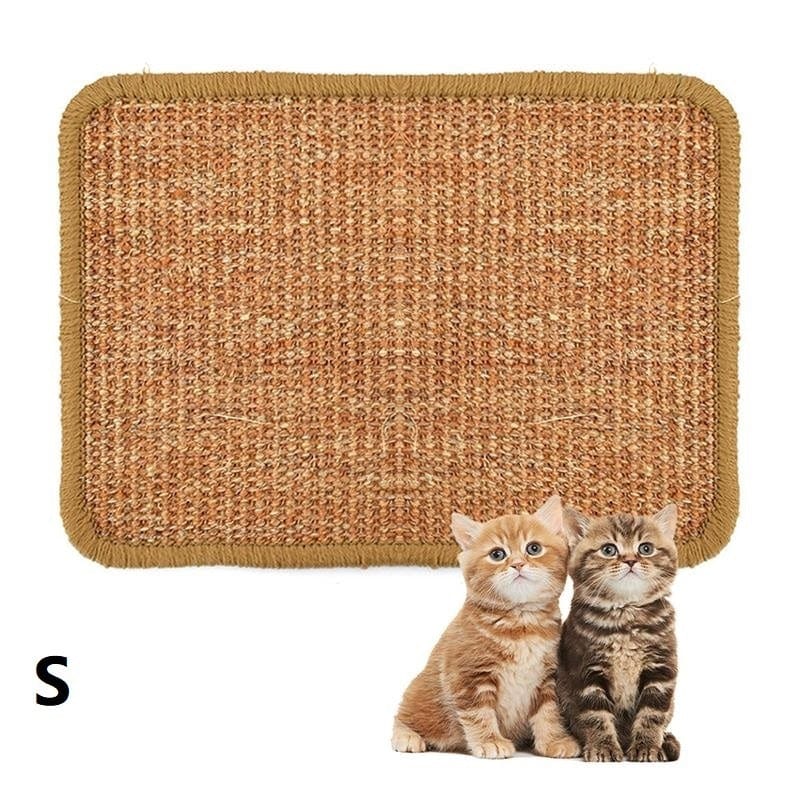 Tapis anti-rayures en sisal naturel pour chat avec deux chatons mignons, un accessoire essentiel pour les félins.