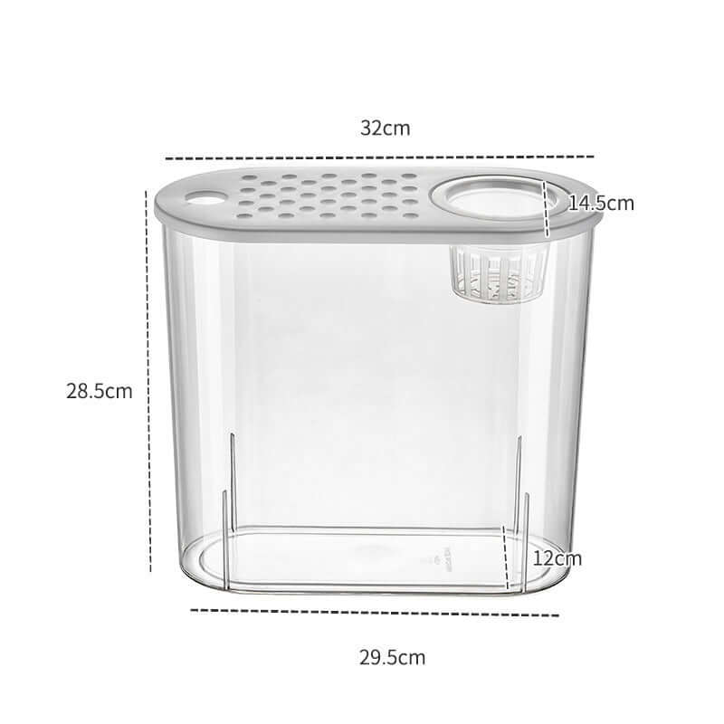 Aquarium incubateur écologique transparent pour poissons, dimensions : 32x28.5x29.5 cm.