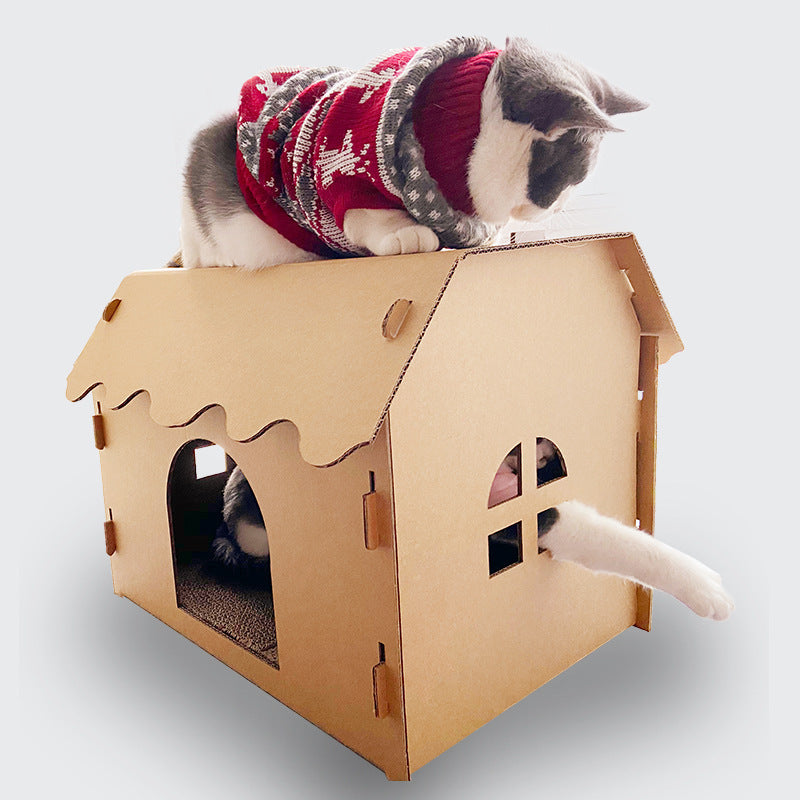 Maison en carton double couche pour chats