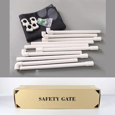 Kit de clôture de sécurité portable pour animaux comprenant des tubes en plastique et accessoires de montage.