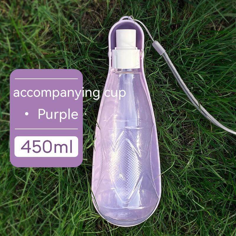 Gourde pour chien pliable 450ml couleur violette, idéale pour les activités de plein air avec des compagnons à quatre pattes.