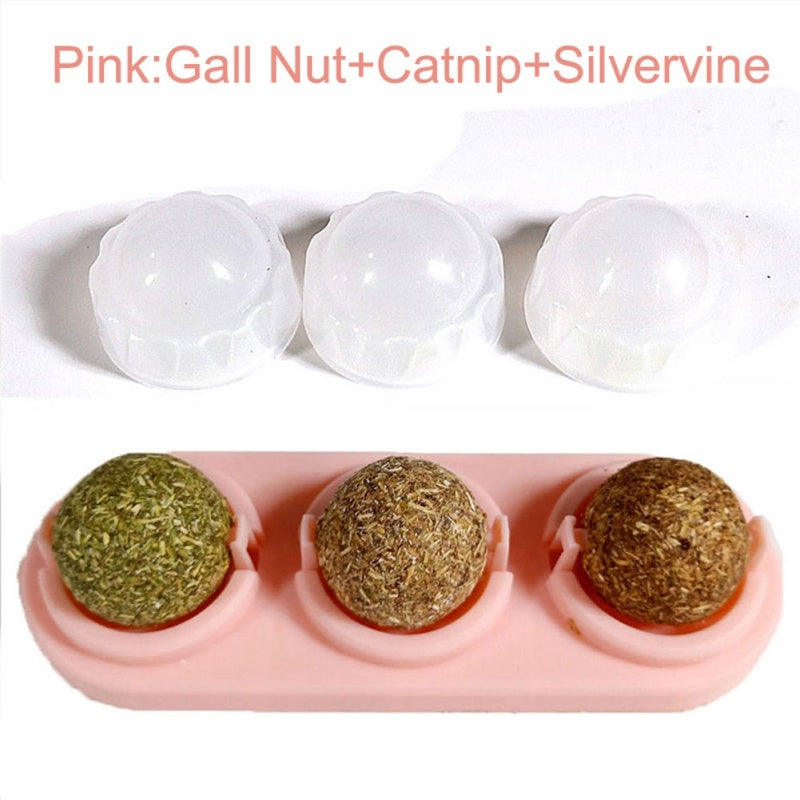 Lot de 3 Boules à Lick Auto-adhésives au Nepeta pour Chats