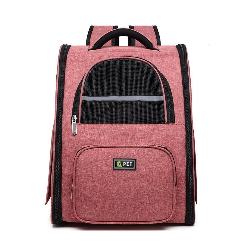 Sac à dos pour animaux de compagnie en tissu durable avec poches frontal, idéal pour les trajets et les aventures.