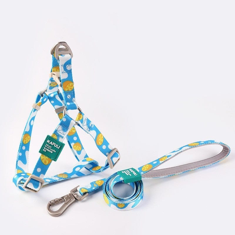Gilet pour chien bleu avec corde de traction, idéal pour les aventures en plein air et la sécurité de votre animal.