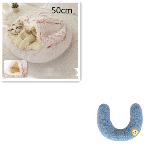 Lit Douillet 2 En 1 pour Chiens et Chats - Lit d'Hiver Rond en Peluche