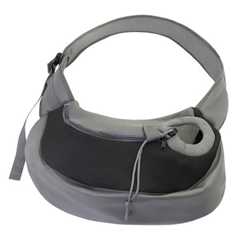 Sac de voyage pour chien et chat en gris avec matériau en maille respirante pour un confort optimal.