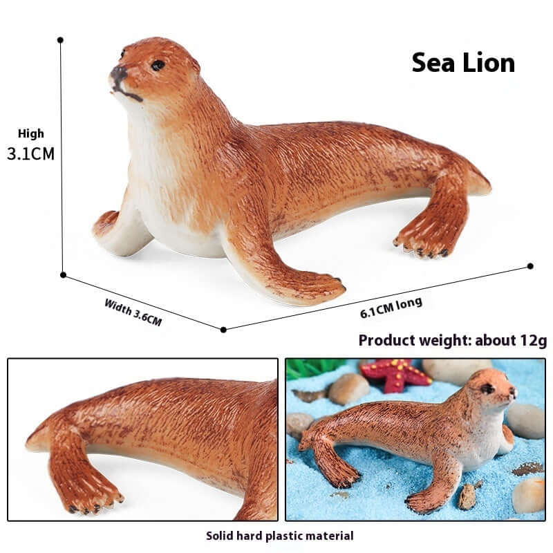 Figurine de lion de mer en plastique, mesurant 6.1 cm de long, jouet éducatif pour enfants.