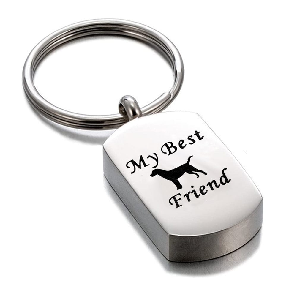 Porte-clés en métal avec inscription "My Best Friend" et silhouette de chien.
