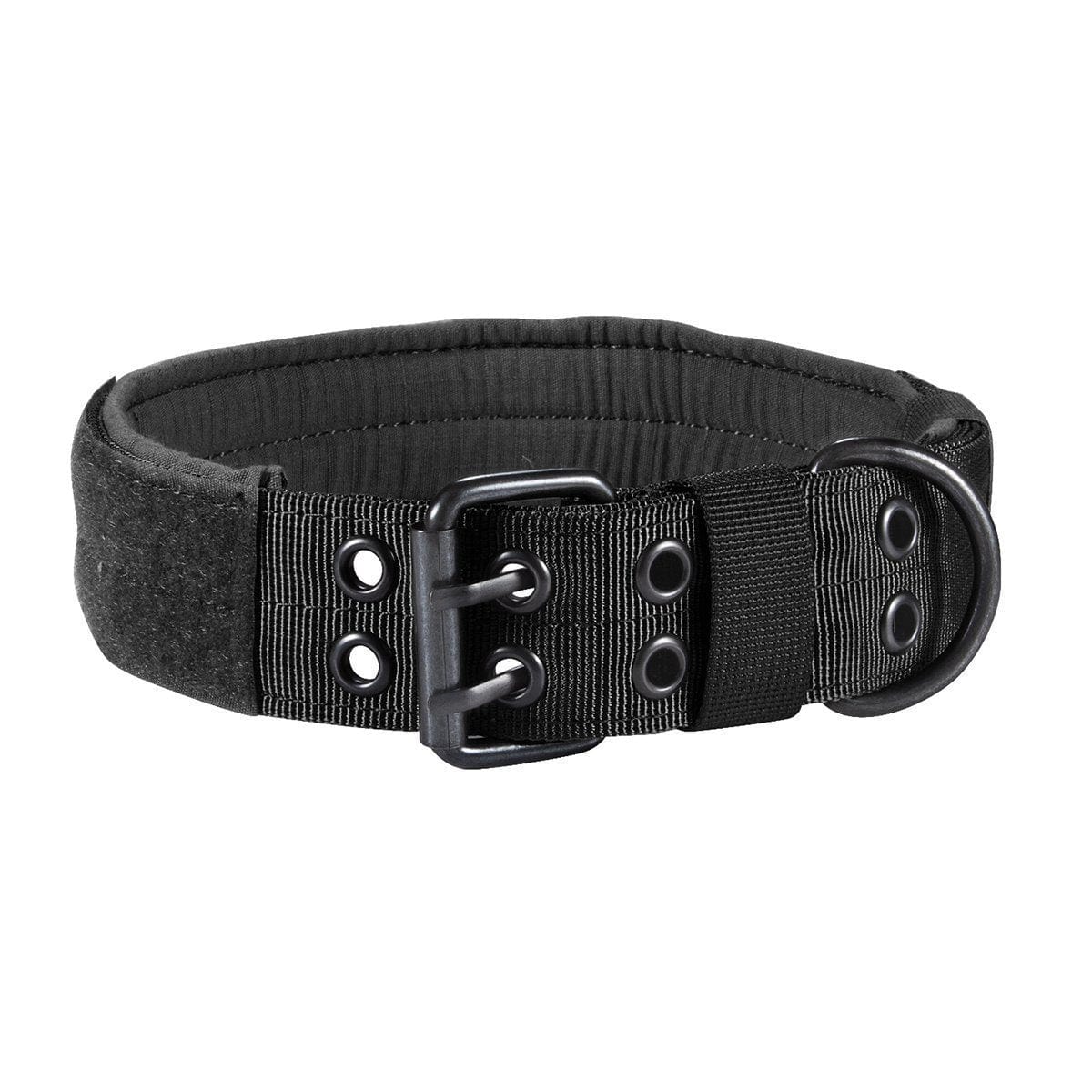 Collier en nylon noir pour chien, confortable et durable, idéal pour promenades sécurisées.