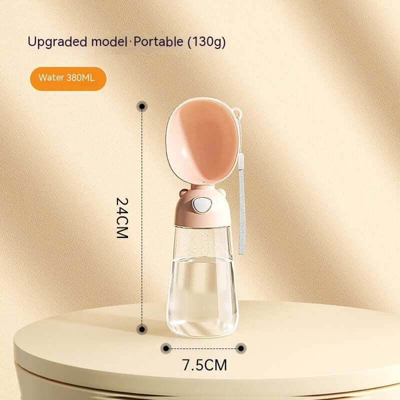Bouteille d'eau portable pour chien de 380ml, parfaite pour les voyages et les activités en extérieur.