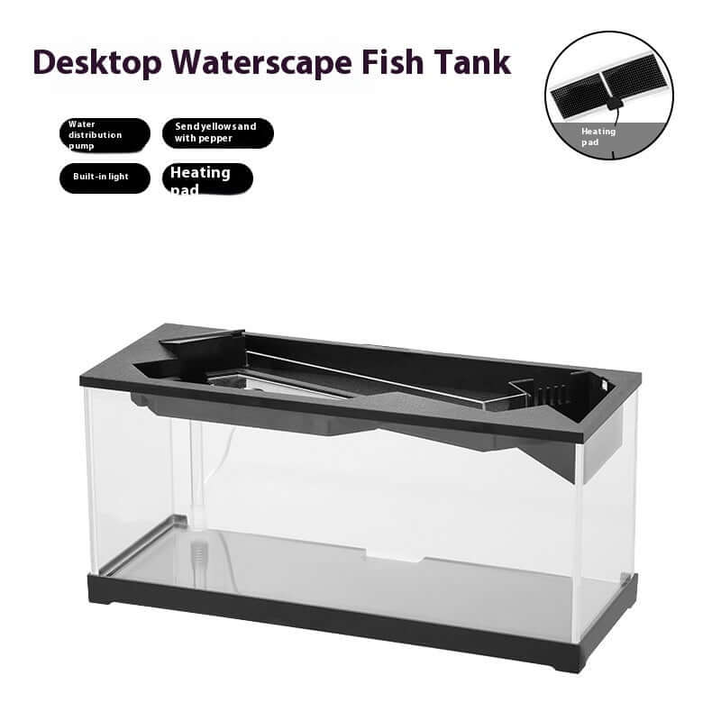 Aquarium intérieur en acrylique avec système d'éclairage et chauffage pour poissons et plantes aquatiques.
