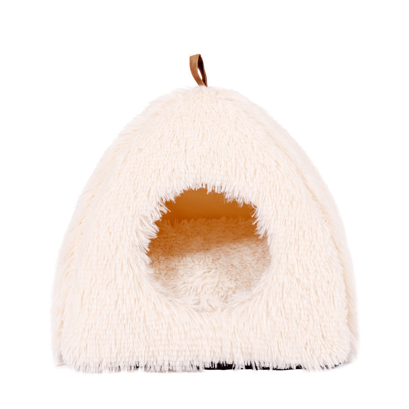 Nid Triangulaire en Plush pour Chat - Fermé et Compressible