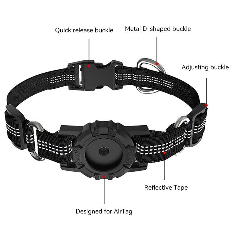 Collier Anti-perte pour Chien avec boucle métal, ajustable, en nylon, et conçu pour AirTag.