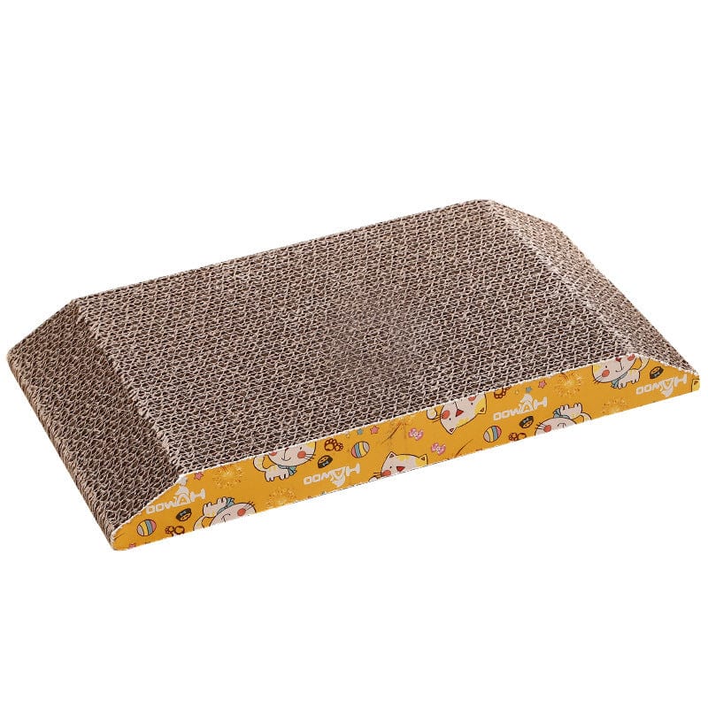 Planche à gratter en carton ondulé trapézoïdal pour chat, idéale pour le bien-être de votre félin.