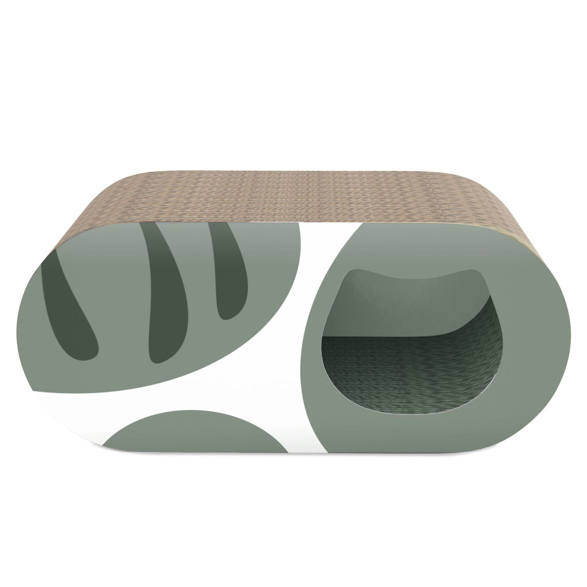 Table de grattage ronde pour chat en papier ondulé, design moderne, idéale pour le grattage et le jeu.